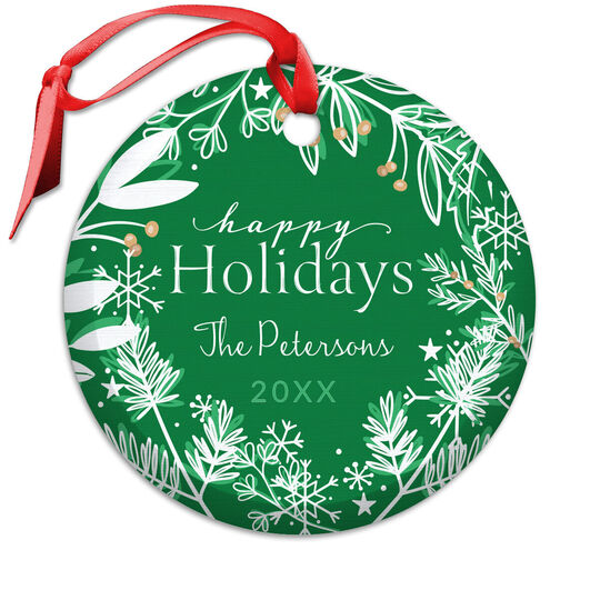 Happy Holidays Beveled Glass Ornament