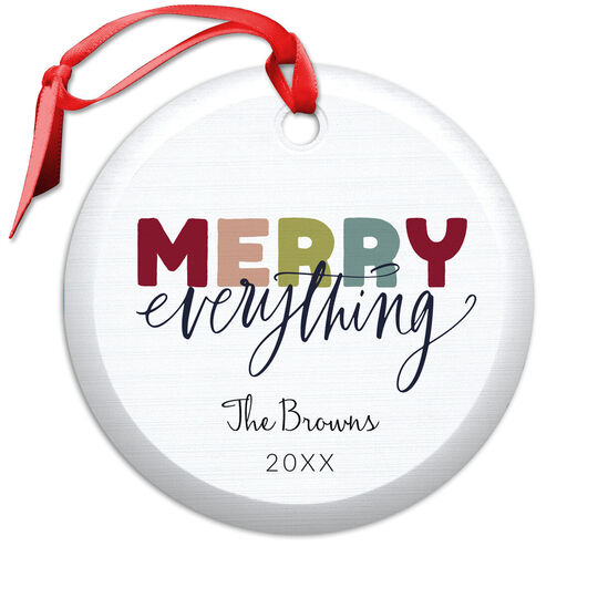 Merry Everything Beveled Glass Ornament