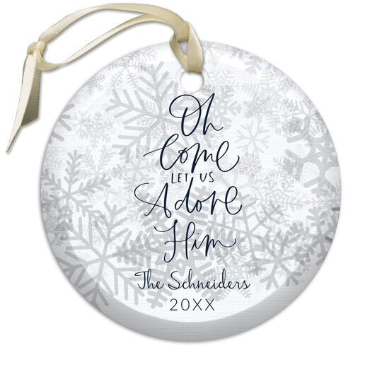 Oh Come Let Us Adore Him Beveled Glass Ornament