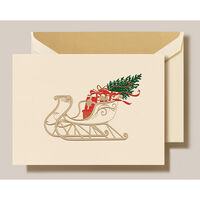 Victorian Sleigh Folded Holiday Cards - Raised Ink