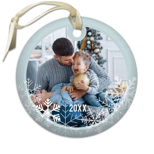 Snowflakes Beveled Photo Glass Ornament