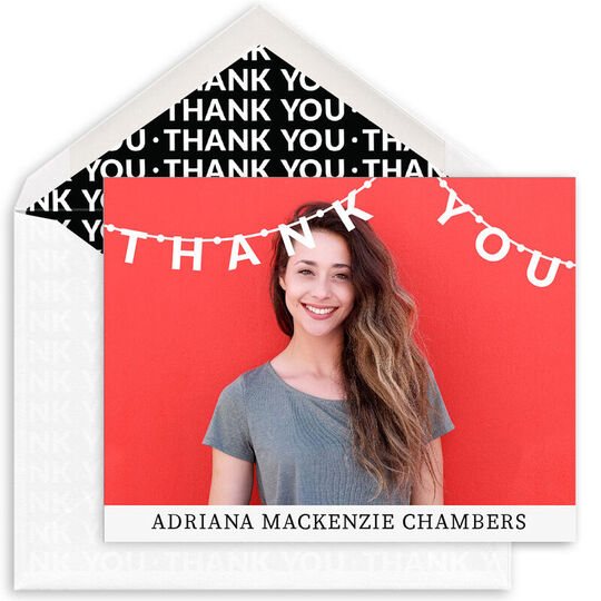 Thank You Banner Folded Photo Note Cards