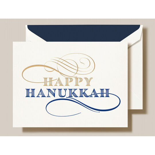 Hanukkah Wishes Folded Hanukkah Cards - Raised Ink