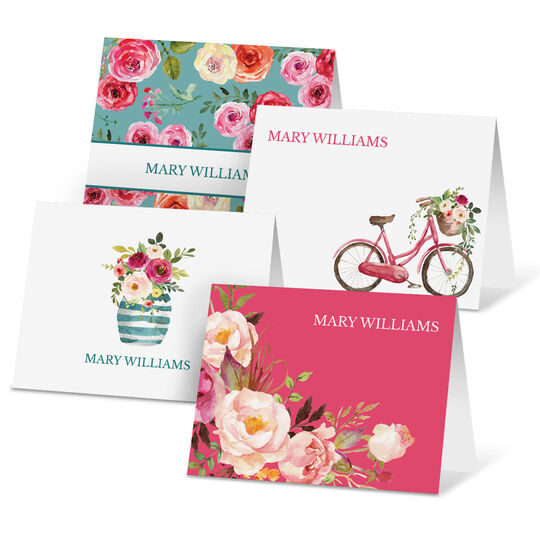 Bicycle and Blooms Folded Note Card Collection