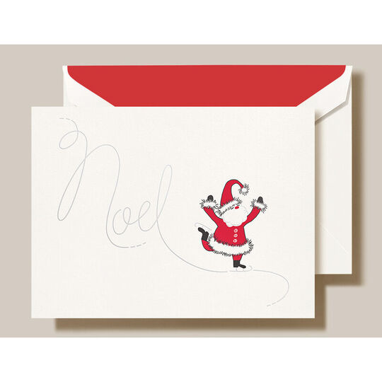 Skating Santa Folded Holiday Cards