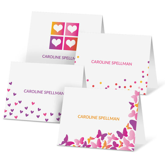 Playful Pink Folded Note Card Collection