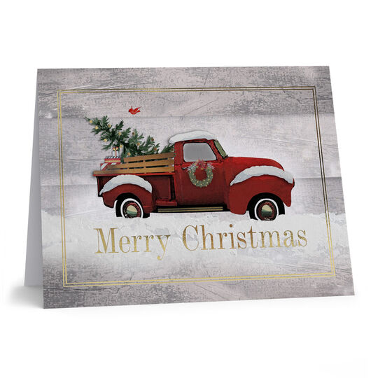 Christmas Red Pickup Holiday Cards