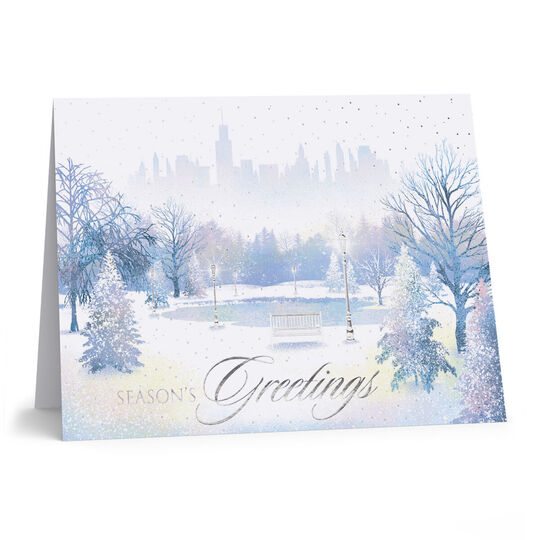 Winter City Skyline Folded Holiday Cards