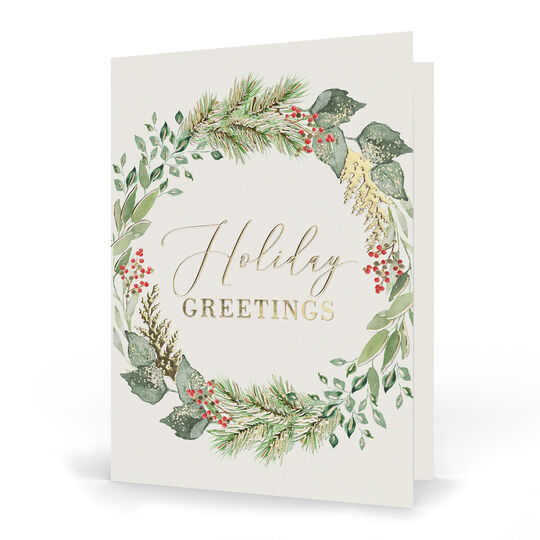 Holiday Greetings with Sprigs Folded Holiday Cards