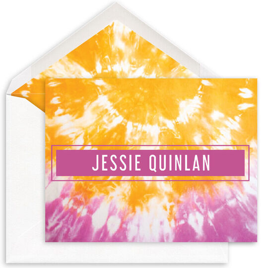 Orange and Purple Tie-Dye Folded Note Cards