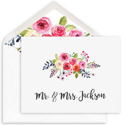 White Floral Bunch Folded Note Cards