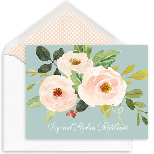 Spray of Roses Folded Note Cards