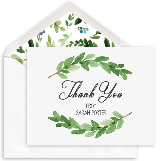 Two Sprigs Folded Thank You Note Cards