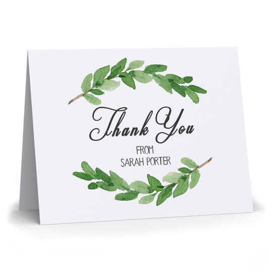 Two Sprigs Folded Thank You Note Cards