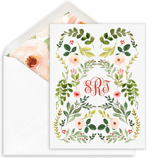 Garden Vines Vertical Folded Note Cards