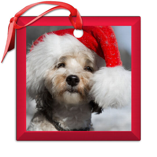 Photo Square Border Beveled Glass Ornament