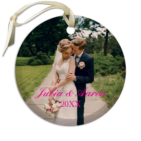 Photo Plus Text Glass Ornament