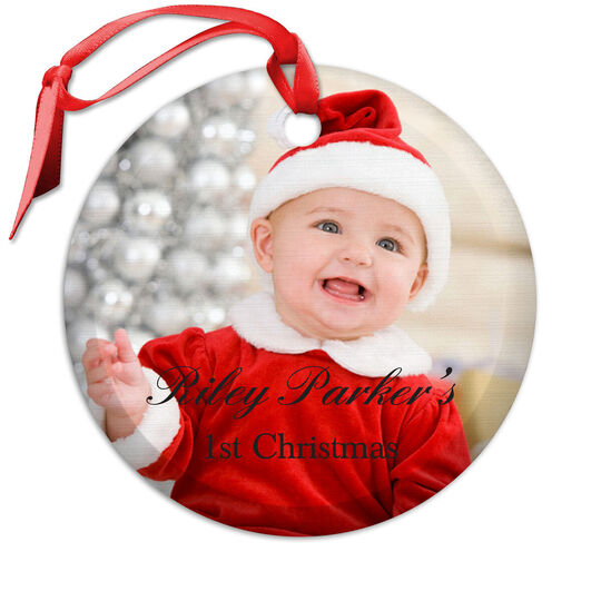 Photo Plus Text Glass Ornament