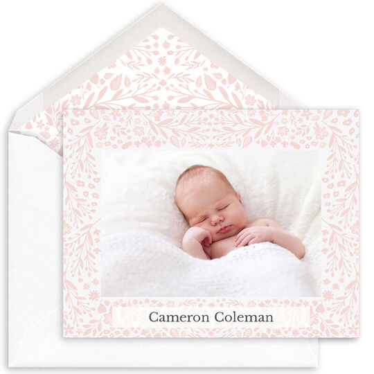 Floral Border Folded Photo Note Cards