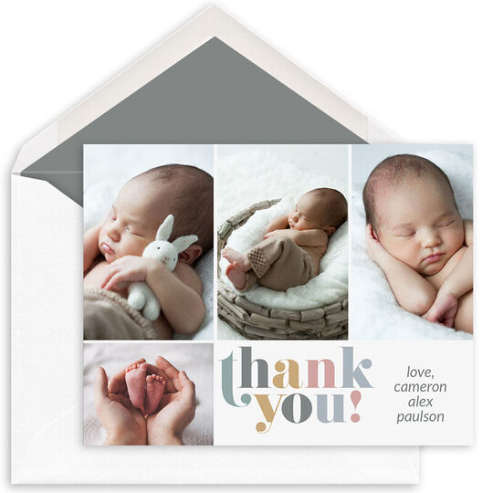 Colorful Thank You Folded Photo Note Cards