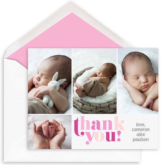 Colorful Thank You Folded Photo Note Cards