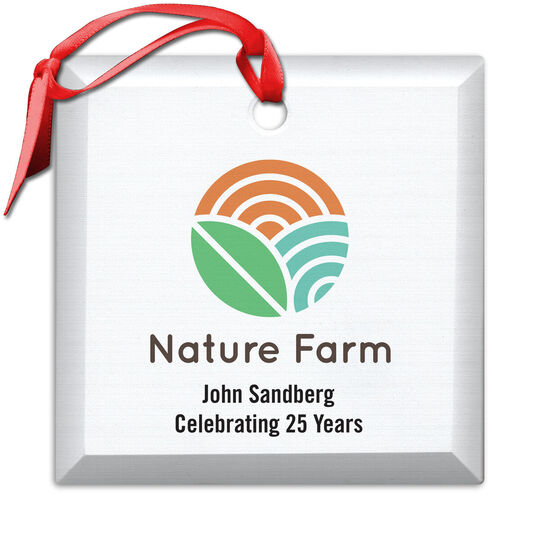 Square Glass Ornament with Your Full Color Logo and Text We Will Typeset