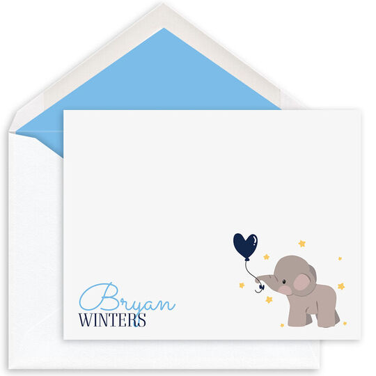 Elephant with Balloon Folded Note Cards