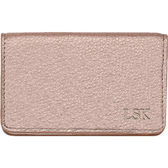 Metallic Hard Cover Personalized Leather Card Case