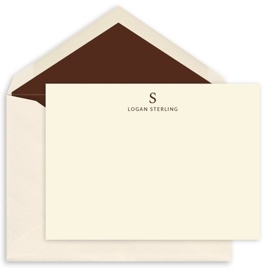 Serif Single Initial Flat Note Cards