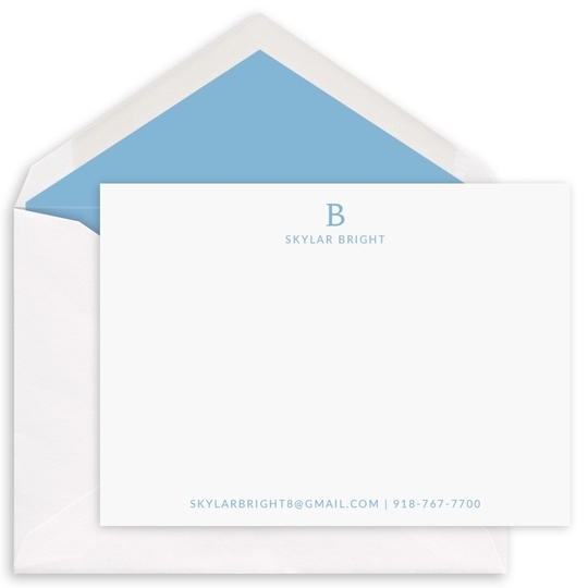 Serif Single Initial Flat Note Cards