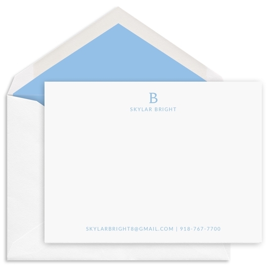 Serif Single Initial Flat Note Cards - Raised Ink