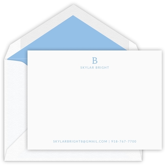 Serif Single Initial Flat Note Cards - Letterpress