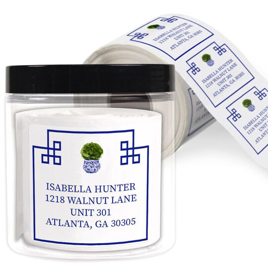 Topiary Square Address Labels in a Jar