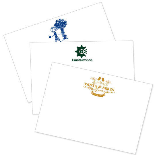 Custom Flat Note Cards with Your 1-Color Logo - Raised Ink