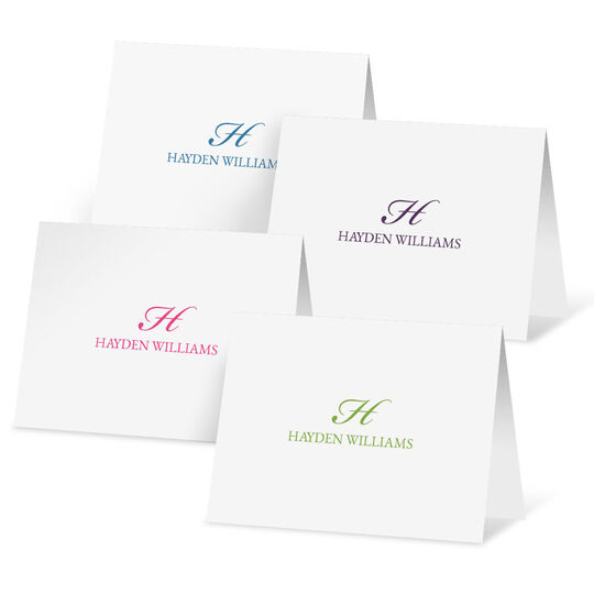 Elegant Script Initial Folded Note Card Collection