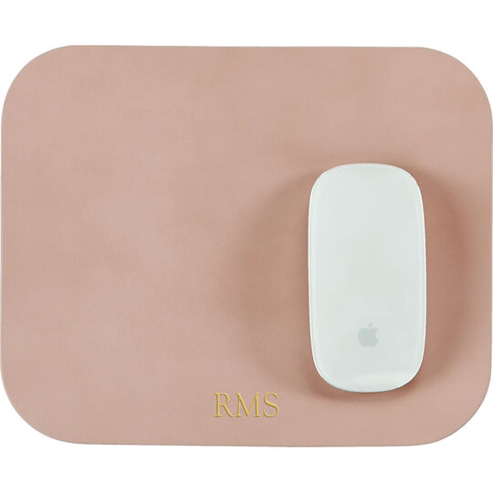 Personalized Two-Sided Leather Mouse Pad - Nude & Ivory