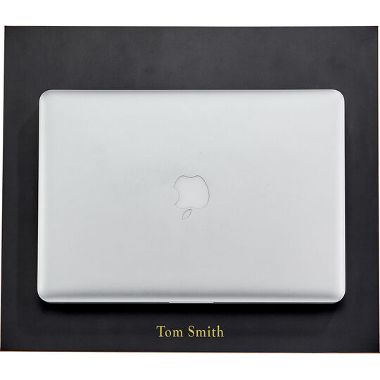 Personalized Two-Sided Leather Desk Mat - Black & Taupe