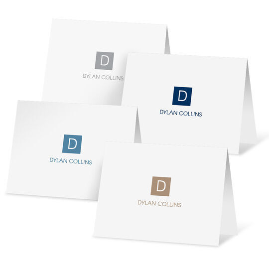 Square Initial Folded Note Card Collection