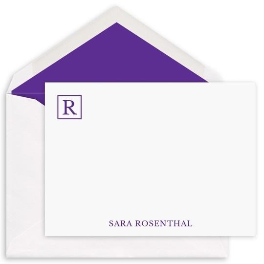 Corner Square Initial Flat Note Cards