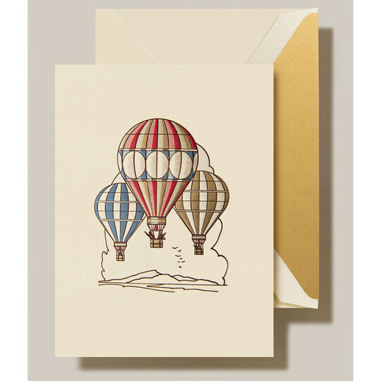 Hot Air Balloons Boxed Folded Note Cards - Hand Engraved