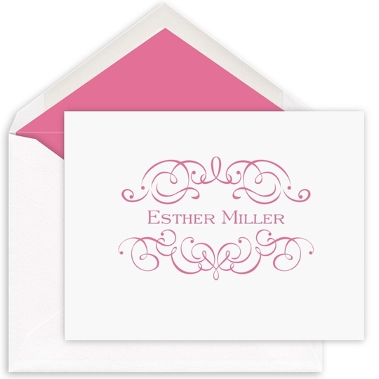 Ornate Scroll Folded Note Cards - Raised Ink