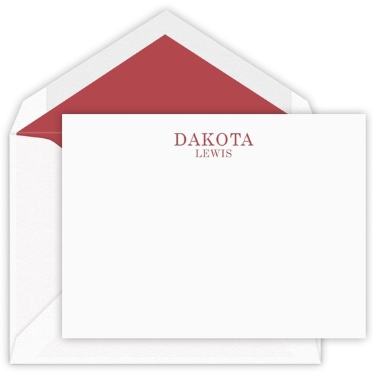 Lewis Stacked Name Flat Note Cards - Letterpress