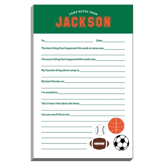 Sports Balls Fill In Camp Notepads