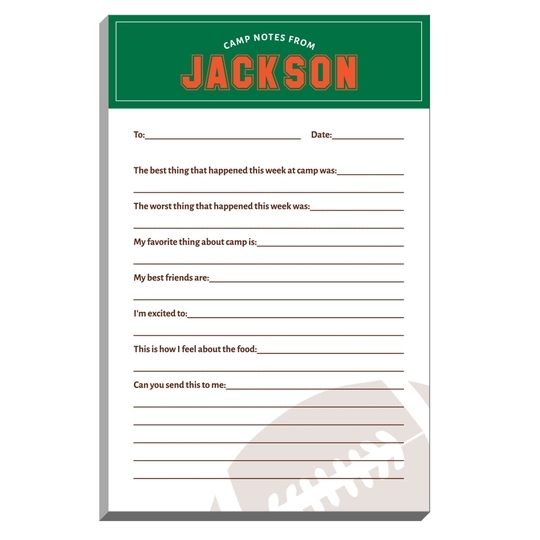 Football Fill In Camp Notepads