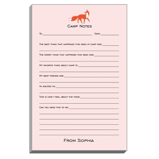 Fox Fill In Camp Notepads