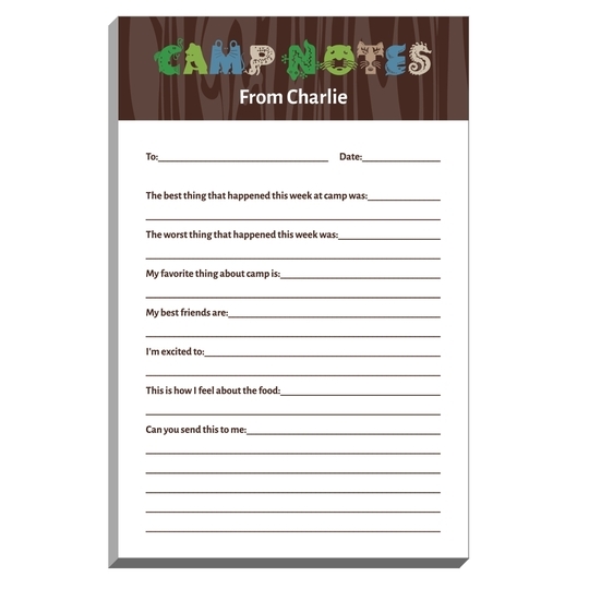 Animal Fill In Camp Notepads