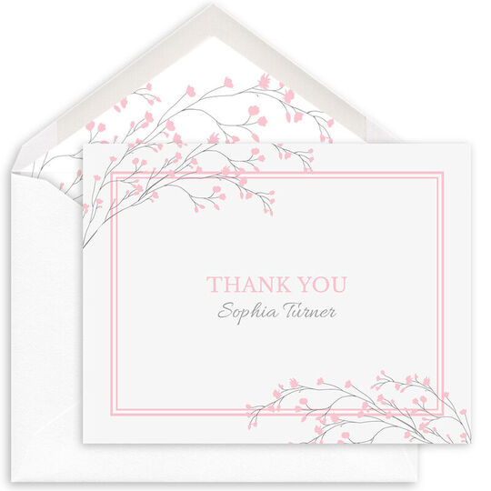 Blush Tiny Blossoms Thank You Folded Note Cards