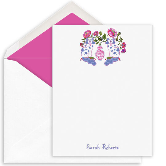 Staffordshire Dogs with Vase Flat Note Cards