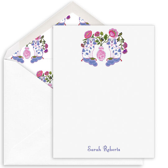 Staffordshire Dogs with Vase Flat Note Cards