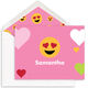 Pink Heart Eyes Emoji Dots Folded Note Cards Image 1 of 3